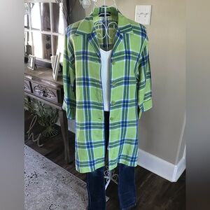 COPY - Melissa Collection, Size 10, Blazer, Lime Green and Blue. 100% Linen Bla…